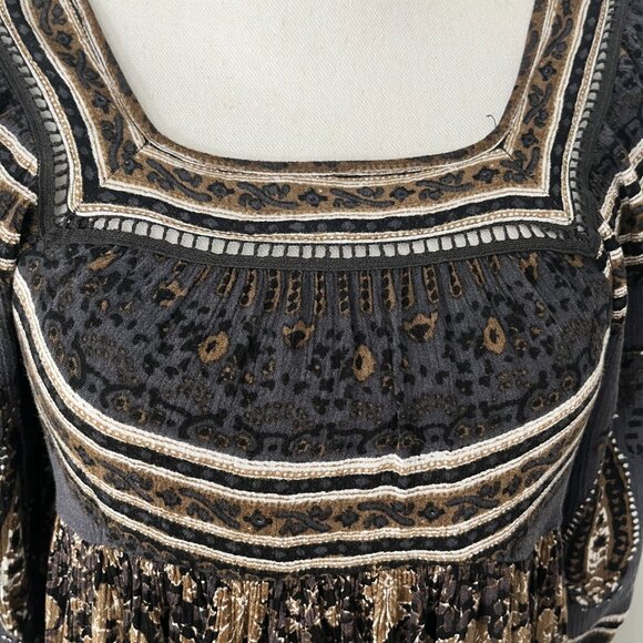 Free People Women's Rain or Shine Printed Dress Black sz S - Picture 3 of 6